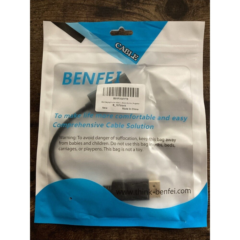 BENFEI DisplayPort to VGA,Gold-Plated Uni-directional DP Computer Black New